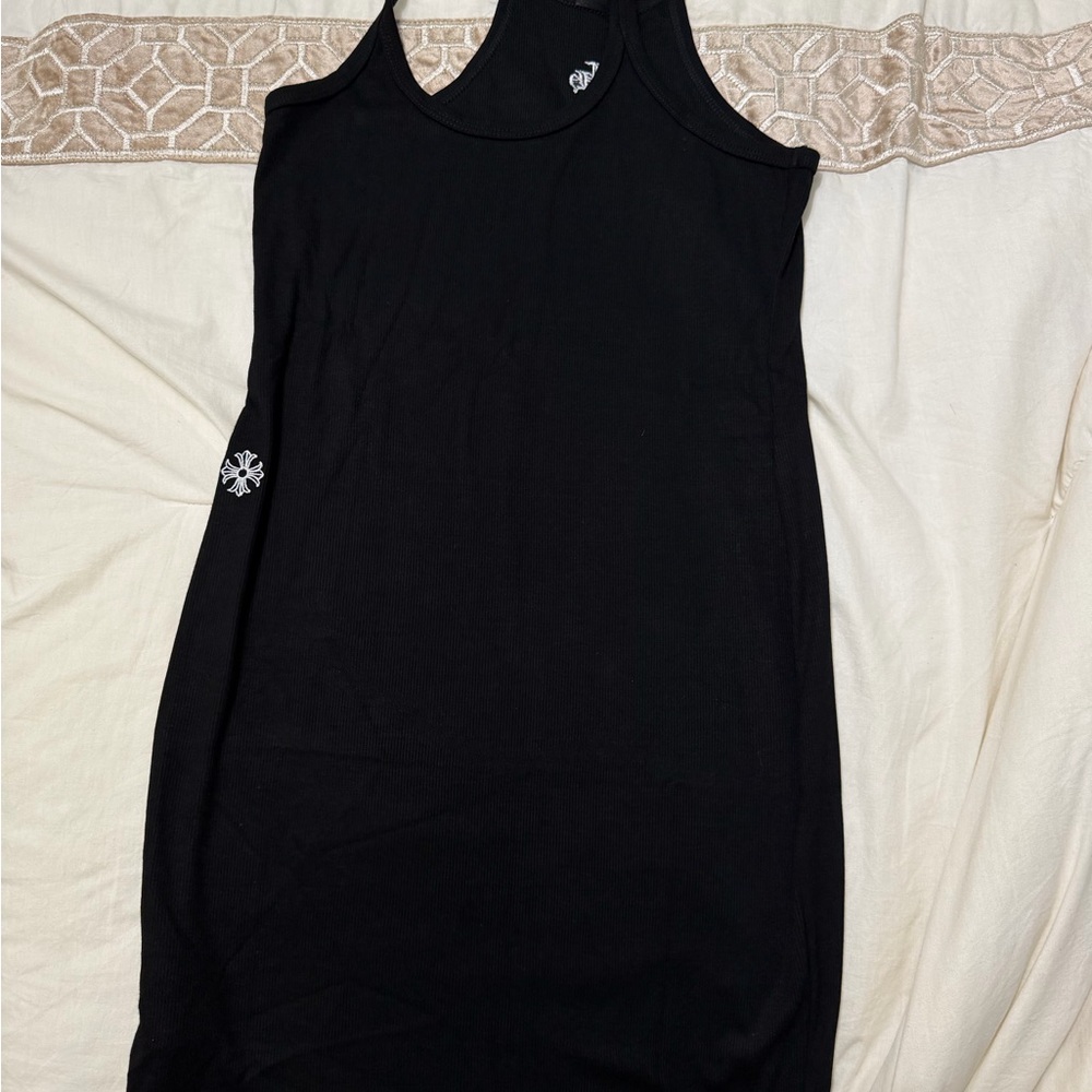 Chrome Hearts Black Ribbed Midi Tank Dress